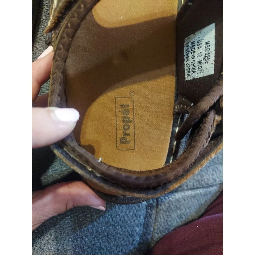 Propet Jordy Men's Sandal,‎ Coffee Bean, Size 12 M(D) Leather Upper Summer Shoes